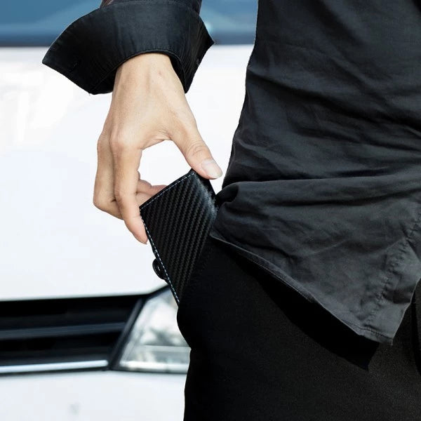🎩✨ Carteira de Fibra de Carbono: Elegância e Praticidade no Seu Bolso! ✨🎩 - Barbeiro Expresso