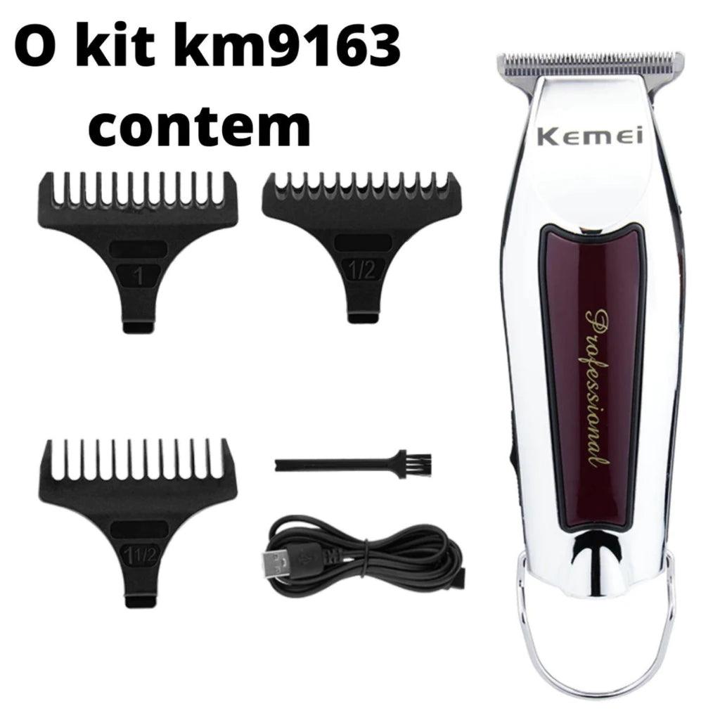1. 💈 Kit Barbeiro Profissional Matrix. Kemei KM-2600, KM-9163, 2 Tesouras, Pente, Navalhete, Pincel, Capa, Estojo ✂️🧔🏻💼 - Barbeiro Expresso