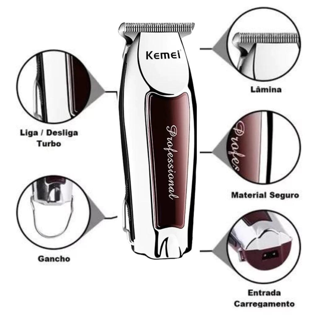 1. 💈 Kit Barbeiro Profissional Matrix. Kemei KM-2600, KM-9163, 2 Tesouras, Pente, Navalhete, Pincel, Capa, Estojo ✂️🧔🏻💼 - Barbeiro Expresso