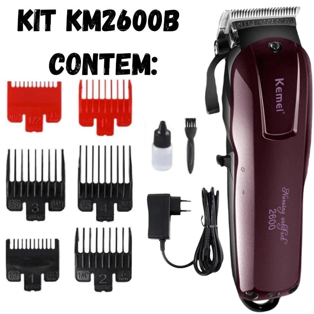1. 💈 Kit Barbeiro Profissional Matrix. Kemei KM-2600, KM-9163, 2 Tesouras, Pente, Navalhete, Pincel, Capa, Estojo ✂️🧔🏻💼 - Barbeiro Expresso