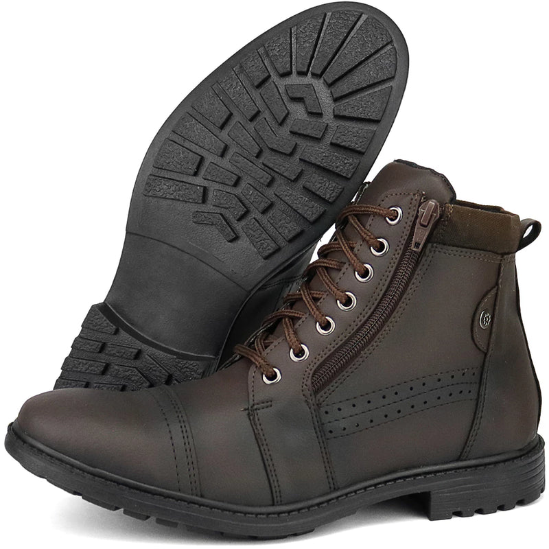✂️👞 Kit Bota Coturno Marrom com Chinelo, Carteira e Relógio: Estilo e Conveniência! 🕶️⌚ - Barbeiro Expresso