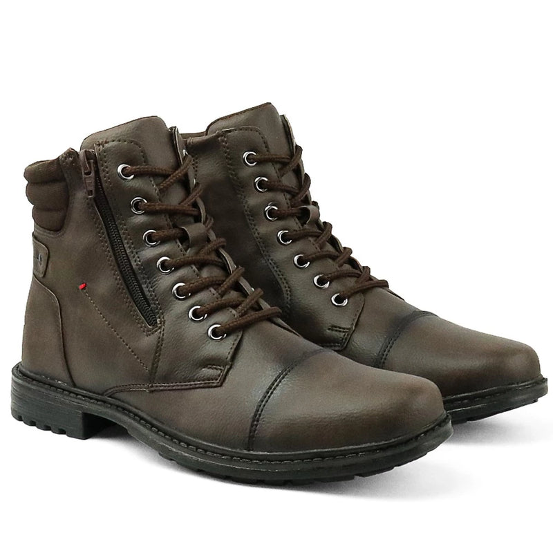 ✂️🥾 Kit de Bota Coturno Casual Cano Médio Rebento com Relógio e Carteira: Estilo e Praticidade! ⌚💼 - Barbeiro Expresso