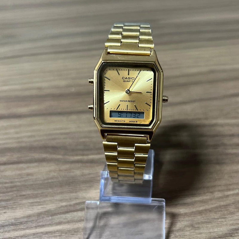 🕰✨ Relógio Vintage Ultra Premium AQ-230A: Elegância Clássica Encontra Funcionalidade Moderna! ✨🕰 - Barbeiro Expresso