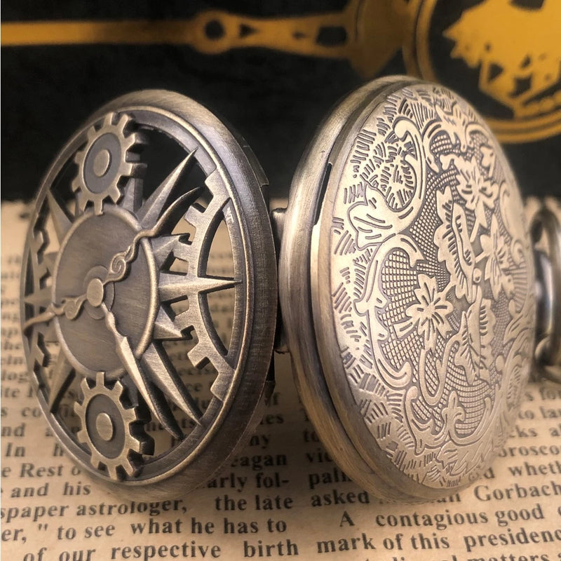 🕰️✨ Relógio de Bolso "Pocket Clock" Steampunk: Uma Viagem no Tempo em Estilo! 🕰️✨ - Barbeiro Expresso