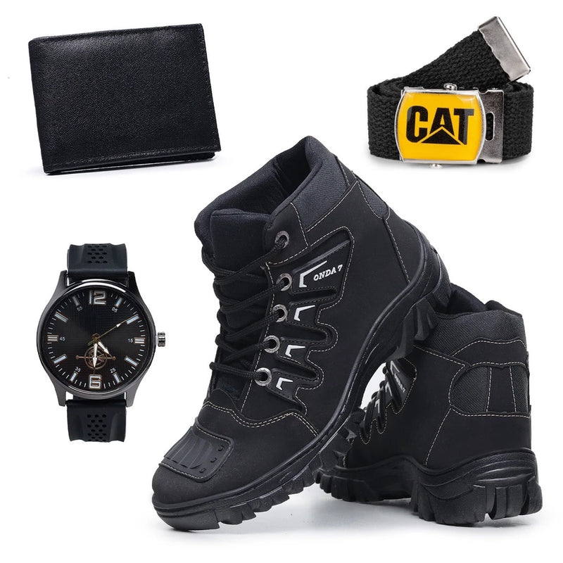 🥾🕶 Kit Bota Coturno Masculino Caterpillar: Aventura e Estilo em Cada Passo! 🥾🕶 - Barbeiro Expresso