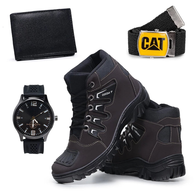 🥾🕶 Kit Bota Coturno Masculino Caterpillar: Aventura e Estilo em Cada Passo! 🥾🕶 - Barbeiro Expresso