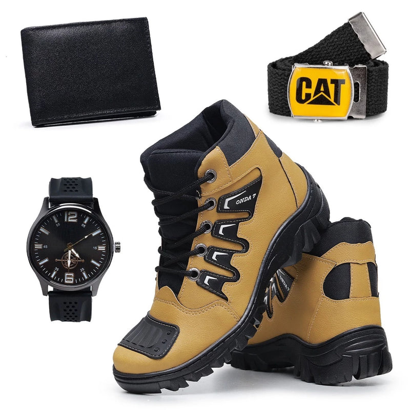 🥾🕶 Kit Bota Coturno Masculino Caterpillar: Aventura e Estilo em Cada Passo! 🥾🕶 - Barbeiro Expresso