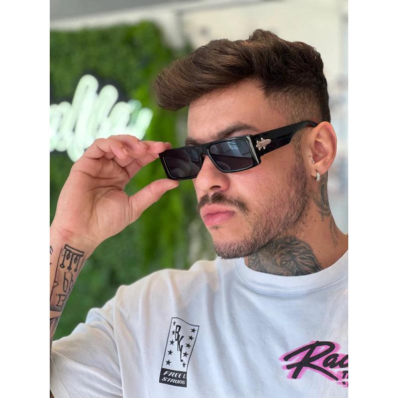 🚚 Óculos de Sol Retro Unissex Retangular Atenas - Barbeiro Expresso