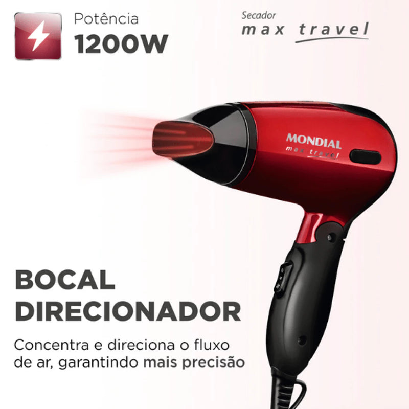🔹✨ SECADOR MONDIAL MINI DOBRÁVEL PORTÁTIL MAX TRAVEL BIVOLT 🔹✨ - Barbeiro Expresso