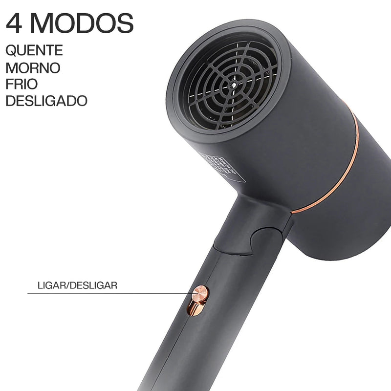 ✨🔌 SECADOR DE CABELO IÔNICO DOBRÁVEL E PRÁTICO - 110V 🔌✨ - Barbeiro Expresso