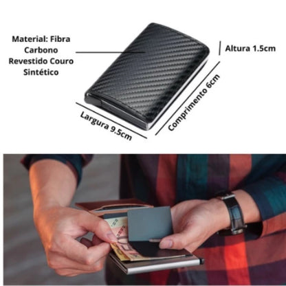 🎩✨ Carteira de Fibra de Carbono: Elegância e Praticidade no Seu Bolso! ✨🎩 - Barbeiro Expresso