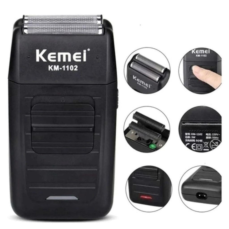 1. 📱 Barbeador Shaver kemei KM-1102 Recarregável Bivolt 110-220V - Barbeiro Expresso