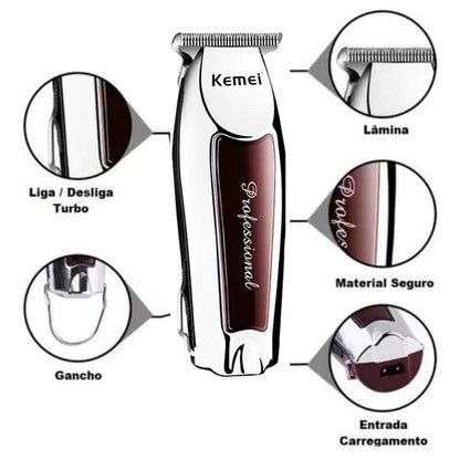 1. 💈 Kit Barbeiro Profissional Matrix. Kemei KM-2600, KM-9163, 2 Tesouras, Pente, Navalhete, Pincel, Capa, Estojo ✂️🧔🏻💼 - Barbeiro Expresso