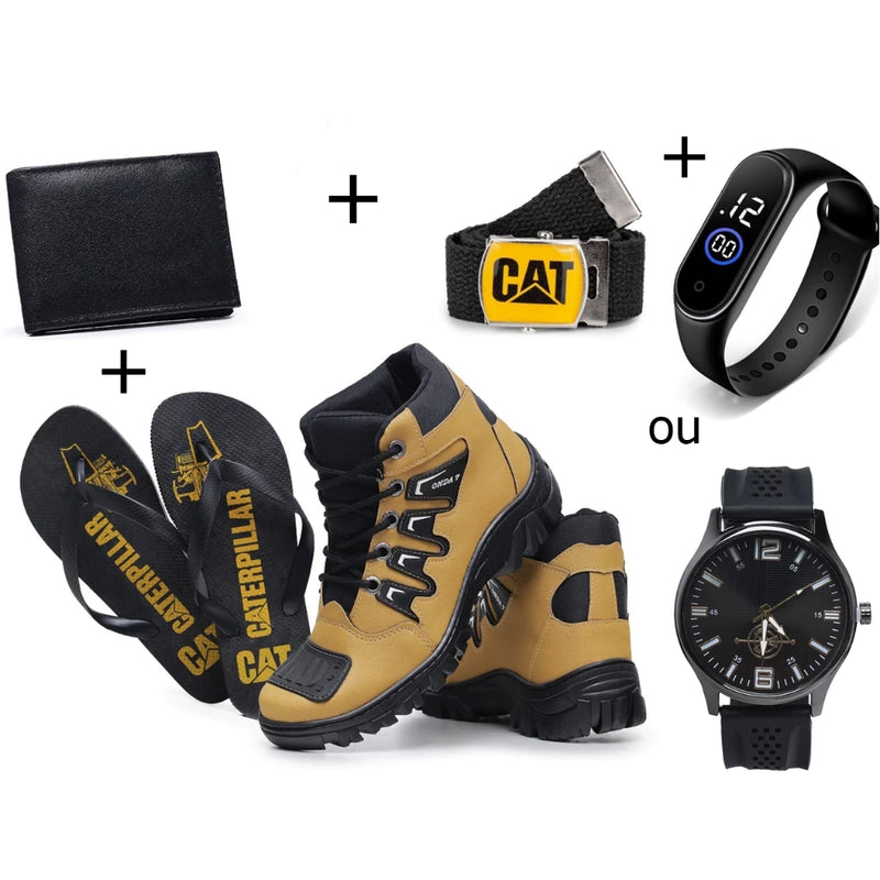🥾🕶 Kit Bota Coturno Masculino Caterpillar: Aventura e Estilo em Cada Passo! 🥾🕶 - Barbeiro Expresso