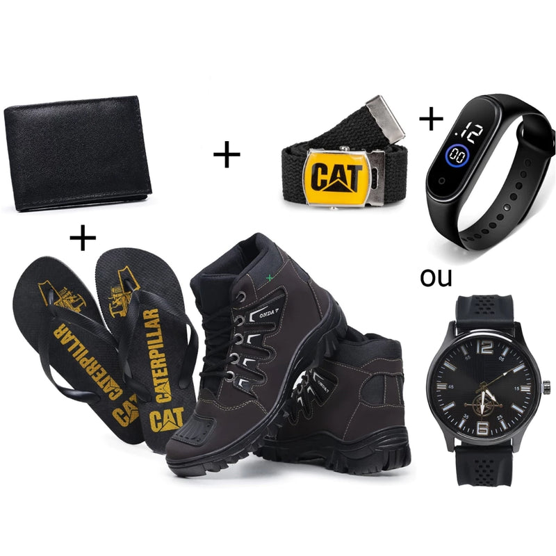 🥾🕶 Kit Bota Coturno Masculino Caterpillar: Aventura e Estilo em Cada Passo! 🥾🕶 - Barbeiro Expresso