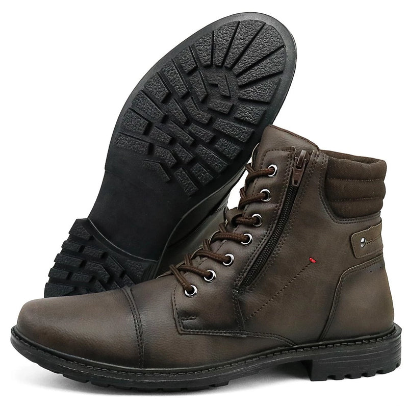 ✂️🥾 Kit de Bota Coturno Casual Cano Médio Rebento com Relógio e Carteira: Estilo e Praticidade! ⌚💼 - Barbeiro Expresso