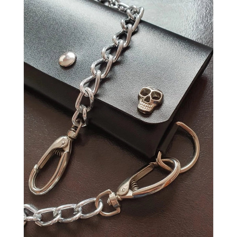 🔗💀 Carteira Masculina com Corrente Punk Rock Caveira: Estilo Rebelde no seu Bolso! 💀🔗 - Barbeiro Expresso