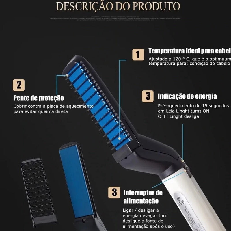 🔥✂️ Chapinha Modeladora Portátil para Cabelo e Barba: Estilo e Precisão em Todo Lugar! ✂️🔥 - Barbeiro Expresso