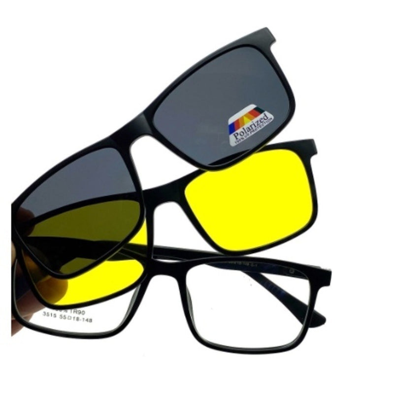 👓✨ Armação de Óculos Hexagonal 3 em 1: Mude Seu Estilo em Um Clique! ✨👓 - Barbeiro Expresso