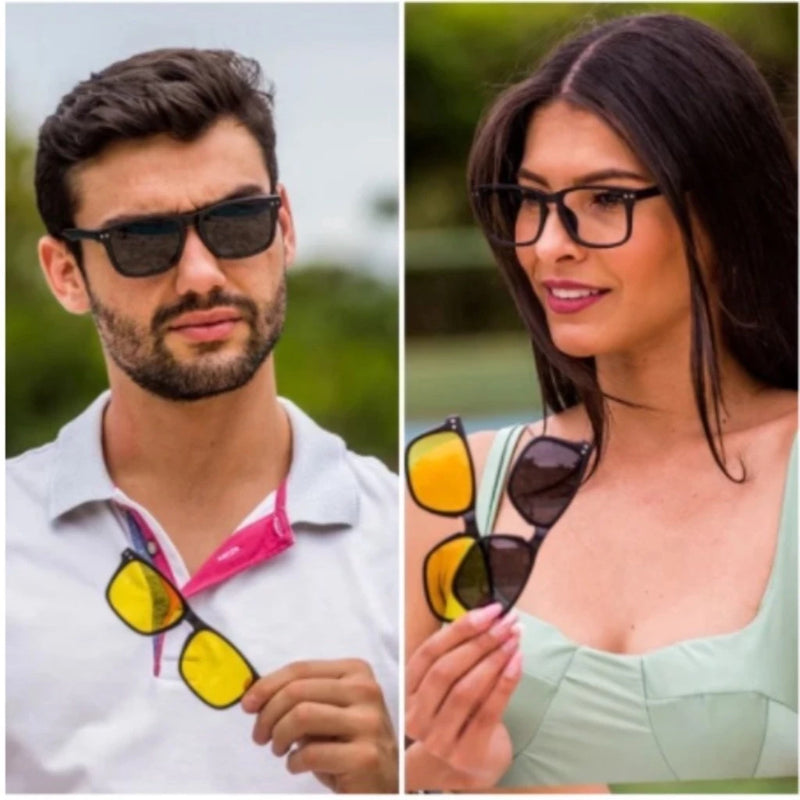 👓✨ Armação de Óculos Hexagonal 3 em 1: Mude Seu Estilo em Um Clique! ✨👓 - Barbeiro Expresso