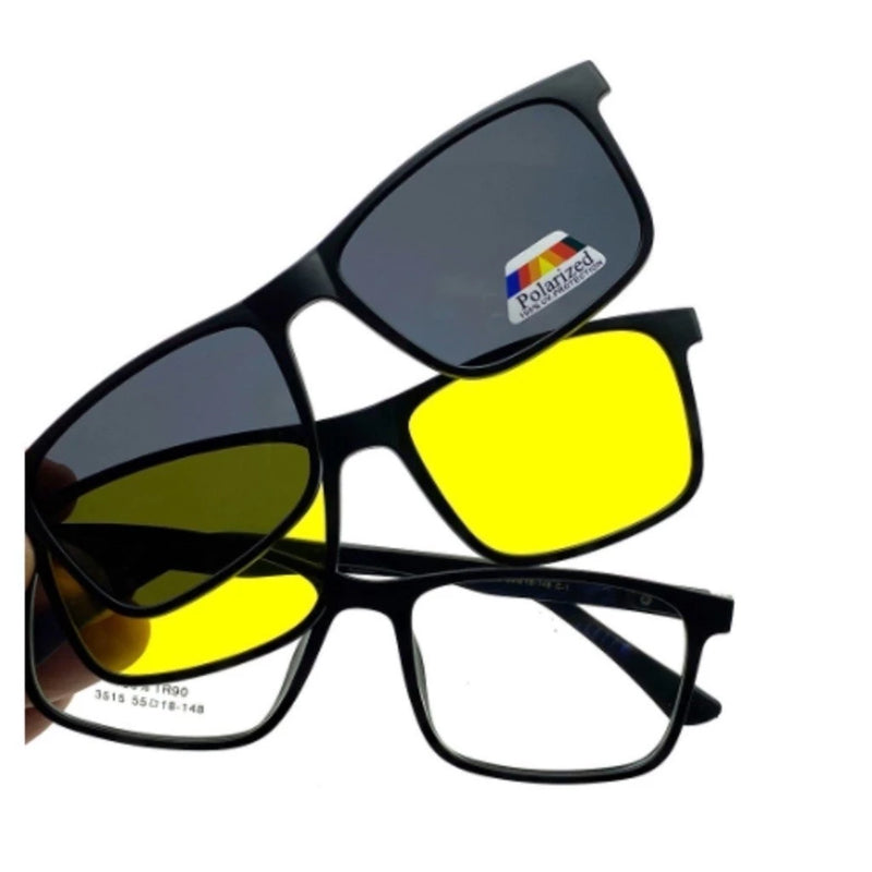 👓✨ Armação de Óculos Hexagonal 3 em 1: Mude Seu Estilo em Um Clique! ✨👓 - Barbeiro Expresso