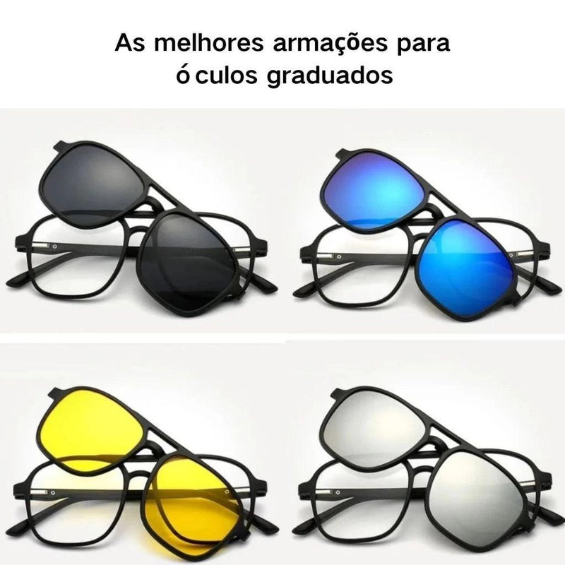 🕶️✨ Transforme Seu Visual com o Óculos Clip-on 6 em 1: Praticidade e Estilo! ✨🕶️ Descrição do Produto - Barbeiro Expresso